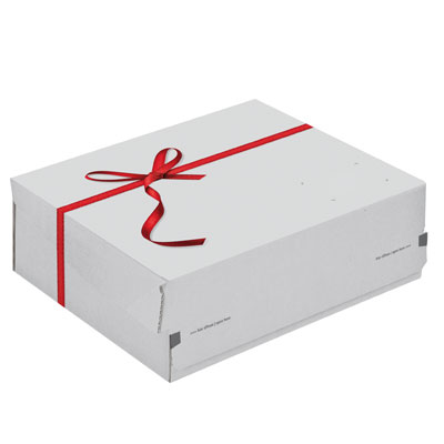 Carton d'expédition cadeau avec noeud rouge - Blanc - 24,1 x 16,6 x 9,4 cm - Paquet de 10 - Cartons d'expédition, Boîtes d'expédition