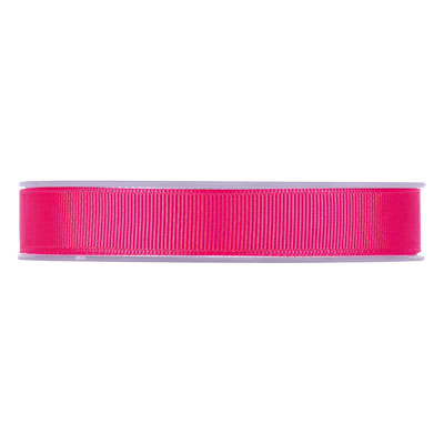 Ruban gros grain rose fuchsia 15 mm x 20 m coton - Rubans tissu, Cordons