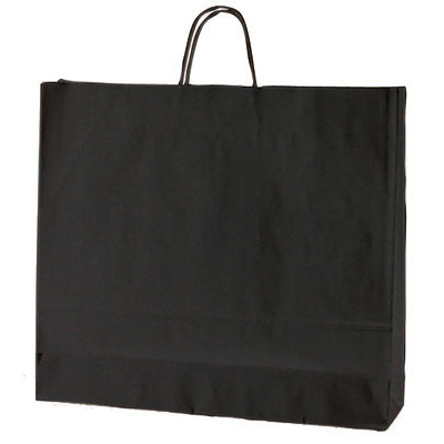 Sac kraft noir à poignées torsadées 55+15x49cm 120g/m² (x25) - Sacs kraft unis, poignées torsadées