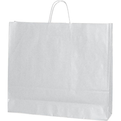 Sac kraft blanc à poignées torsadées 55+15x49cm 120g/m² (x25) - Sacs kraft unis, poignées torsadées