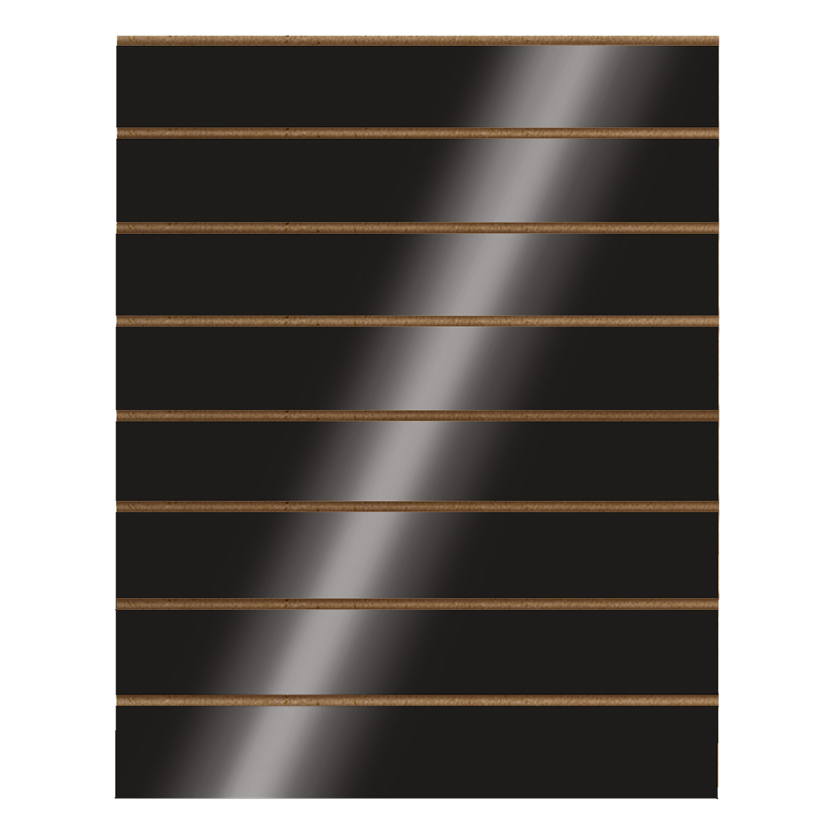 Panneau rainuré noir laqué brillant 96,2 x 120 cm - MDF 18mm - entraxe 15 cm - Panneaux rainurés