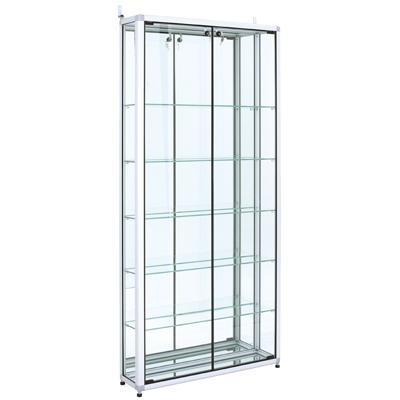 Vitrine alu fond miroir, verre sécurisé - L 80 x P 20 x H 180 cm - Vitrines alu tablettes réglables