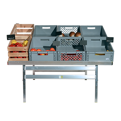 Table de marché inclinée alu, table de maraicher 150 x 120 x 85/58 cm - Etalages de marché-2