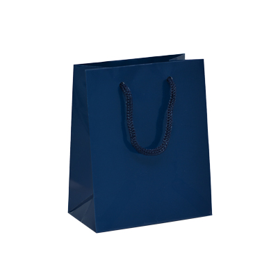 Sacs pelliculés bleu marine brillant - Petit Modèle - Sacs pelliculés poignées cordelette