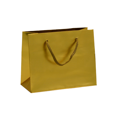 Sacs pelliculés à poignées cordelettes or mat - 13,5 + 6 x H 11 cm - Sacs pelliculés poignées cordelette