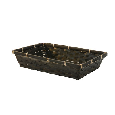 Corbeille bambou rectangulaire noir 33 x 21 x 7 cm, paquet de 10 - Corbeilles bambou