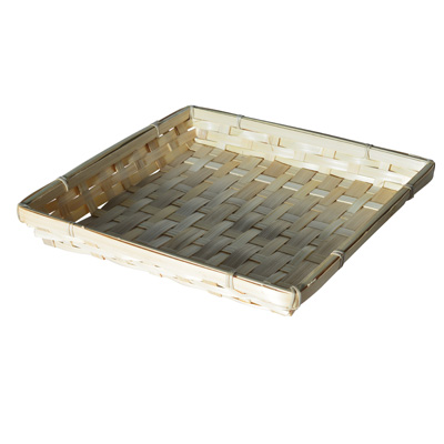 Corbeille bambou carrée naturel 27 x 27 x 3,7 cm, paquet de 10 - Corbeilles bambou