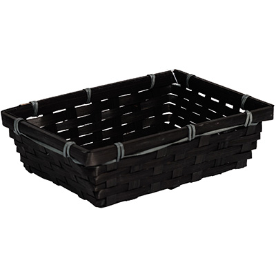 Corbeille bambou rectangulaire noir 24,5 x 17,5 x 7 cm, paquet de 10 - Corbeilles bambou