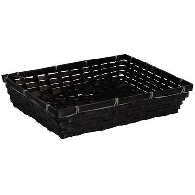 Corbeille bambou rectangulaire noir 36 x 26 x 7 cm, paquet de 10 - Corbeilles bambou