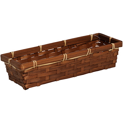 Corbeille bambou rectangulaire marron 30 x 10 x 6 cm, paquet de 10 - Corbeilles bambou