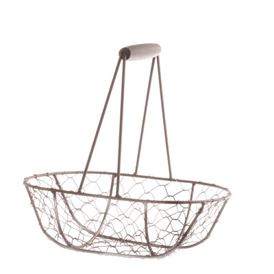 Panier métal ovale marron avec 1 anse 23 x 15 x 8 cm - Paniers