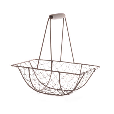 Panier métal rectangulaire marron avec 1 anse 22,5 x 15 x 8 cm - Paniers