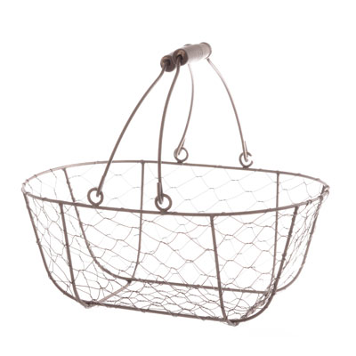 Panier métal ovale marron avec 1 anse 30 x 21 x 12 cm - Paniers