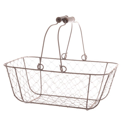 Panier métal rectangulaire marron avec 2 anses 30 x 21 x 12 cm - Paniers