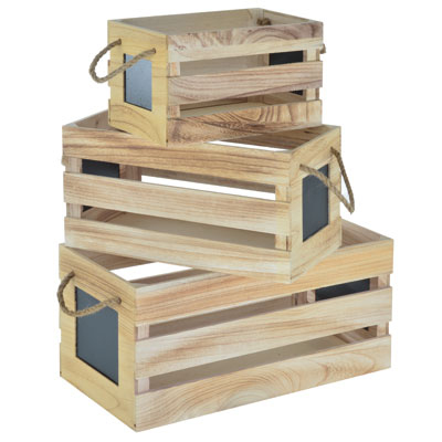 Lot de 3 caisses en bois ajourées - Caisse en bois