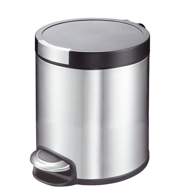 Poubelle inox à pédale 5 litres ronde ø 20,5 x H 29 cm gris - Poubelles professionnelles