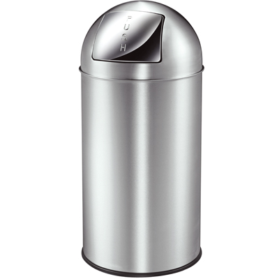 Poubelle inox à clapet 40 litres ronde ø 35 x H 74 cm gris - Poubelles professionnelles