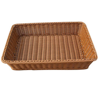 Corbeille manne rectangulaire plastique marron 60 x 40 x 12 cm - Vanneries