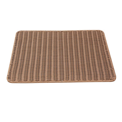Plateau rectangulaire tressé plastique marron 60 x 40 x 1 cm - Vanneries