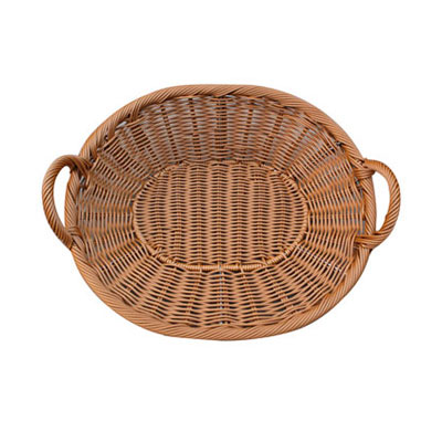 Corbeille ovale tressé avec anses marron 44 x 35 x 12 cm plastique - Vanneries