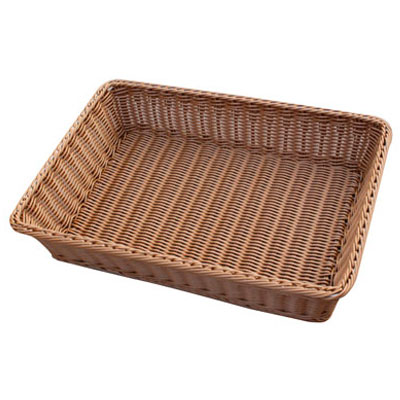 Corbeille manne rectangulaire plastique marron 49 x 35 x 10 cm - Vanneries