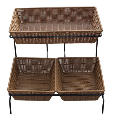 Présentoir corbeille à pain 2 niveaux avec couvercle 53 x 54 x 38 cm - Vanneries-1