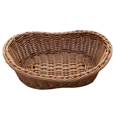 Corbeille ovale manne tressée marron 30 x 20 x 10,5 cm plastique - Vanneries