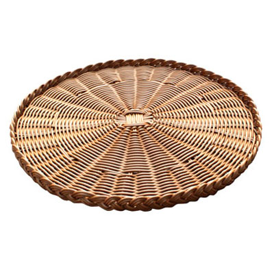 Plateau rond tressé plastique marron ø 38 x H 2 cm - Vanneries