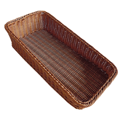 Corbeille manne rectangulaire plastique marron 20 x 40 x 5/10 cm - Vanneries