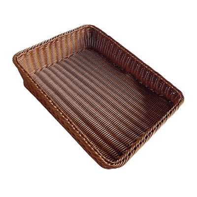 Corbeille manne rectangulaire plastique marron 30 x 40 x 10 cm - Vanneries