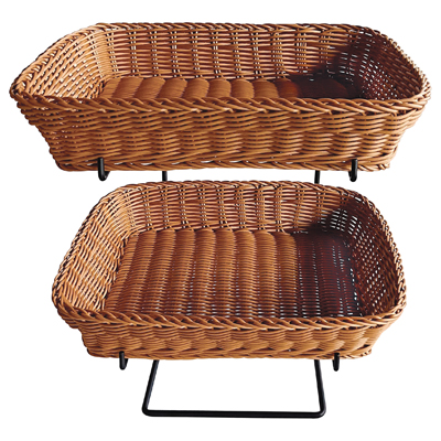 Présentoir corbeille à pain 2 niveaux 39 x 39 x 40 cm - Vanneries