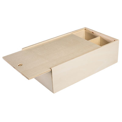 Coffret bois avec couvercle coulissant - 2 bouteilles - 20,8 x 33,5 cm - Coffrets pour bouteilles de vin, Boîtes pour bouteilles de vin-2