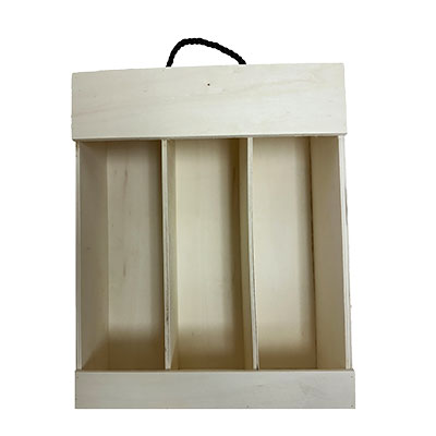 Coffret bois ouvert en façade - 3 bouteilles - 30,8 x 37,5 cm - Coffrets pour bouteilles de vin, Boîtes pour bouteilles de vin