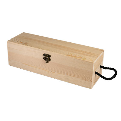 Coffrets bois avec couvercle à rabat - 1 bouteille - 11 x 34,5 cm - Coffrets pour bouteilles de vin, Boîtes pour bouteilles de vin-1