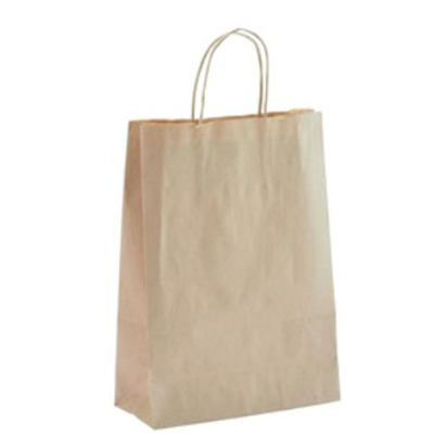 Sac kraft brun poignées torsadées 24+10x31cm 90g/m² (x200) - Sacs kraft unis, poignées torsadées