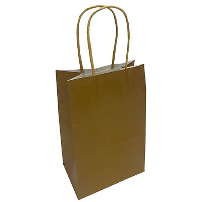 Sacs kraft or poignées torsadées 14+8,5x21,5cm 100g/m² (x50) - Sacs kraft unis, poignées torsadées