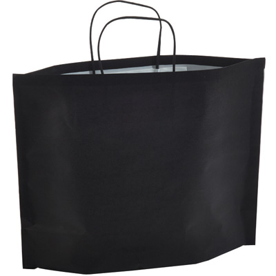 Sac kraft noir à poignées torsadées 46+15x31,5cm 90g/m² (x50) - Sacs kraft unis, poignées torsadées