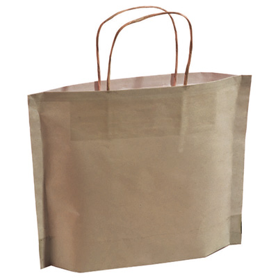 Sac kraft brun à poignées torsadées 46+15x31,5cm 90g/m² (x50) - Sacs kraft unis poignées torsadées