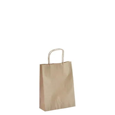 Sac kraft brun à poignées torsadées 18+7x24cm 100g/m² (x50) - Sacs kraft brun poignées torsadées