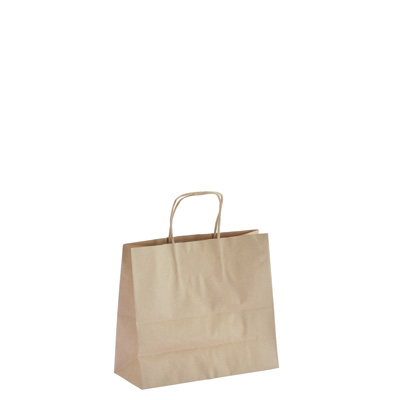 Sac kraft brun à poignées torsadées 24+10x21cm 100g/m² (x50) - Sacs kraft brun poignées torsadées