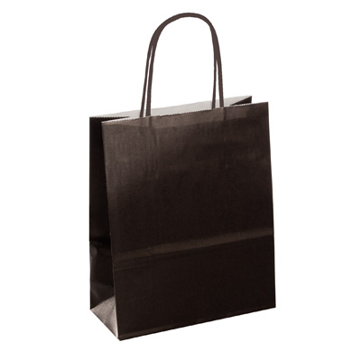 Sac kraft noir à poignées torsadées 18+7x24cm 100g/m² (x50) - Sacs kraft couleur poignées torsadées