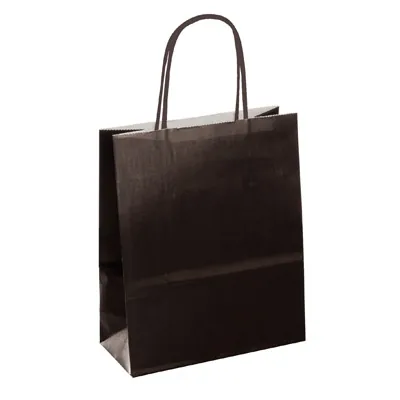 Sac kraft noir à poignées torsadées 18+7x24cm 100g/m² (x50) - Sacs kraft couleur poignées torsadées