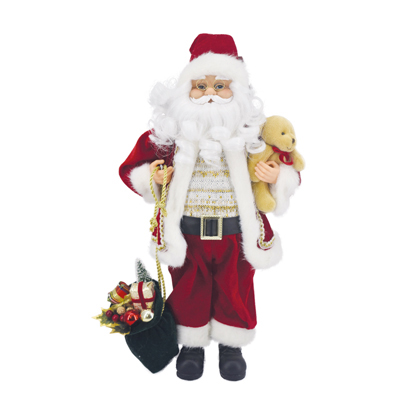Père Noël avec ours en peluche et sac de cadeaux - Pères Noël