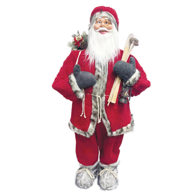 Père Noël avec skis et lanterne - Pères Noël
