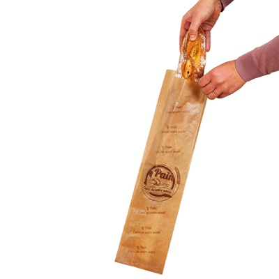 Sacs kraft baguette - 12 + 8 x H 49 cm - par 250 - Sacs à pain-1