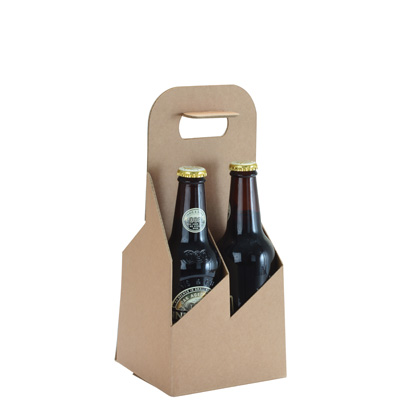 Porte-bouteilles carton kraft 4 bières Long Neck 33 cl brun 13 x 13 x 29 cm, paquet de 30 - Mètres de bières, Emballages pour bouteilles de bières-1
