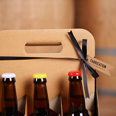 Porte-bouteilles carton kraft 6 bières 75 cl/1L brun 19,5 + 13 x 29 cm, paquet de 30 - Mètres de bières, Emballages pour bouteilles de bières-2