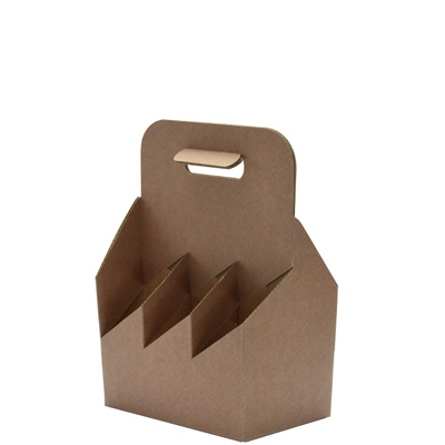 Porte-bouteilles carton kraft 6 bières 75 cl/1L brun 19,5 + 13 x 29 cm, paquet de 30 - Mètres de bières, Emballages pour bouteilles de bières