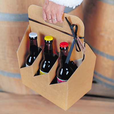 Porte-bouteilles carton kraft 6 bières 75 cl/1L brun 19,5 + 13 x 29 cm, paquet de 30 - Mètres de bières, Emballages pour bouteilles de bières-3