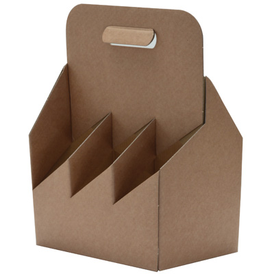 Porte-bouteilles carton kraft 6 bières 50 cl brun 22,5 + 15 x 32 cm, paquet de 30 - Mètres de bières, Emballages pour bouteilles de bières
